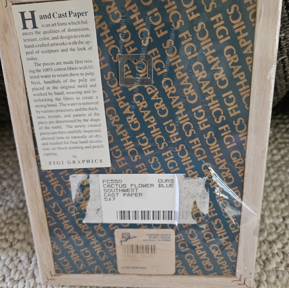 Vintage Figi Graphics hand cast paper set of 2 southwestern theme framed artwork - Picture 11 of 12